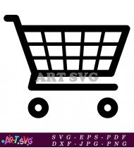 Simple Black And White Shopping Cart Icon SVG 4