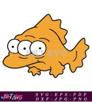 Yellow Cartoon Fish Funny Expression SVG 1