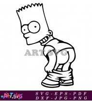 Black and White Simpsons Character with a Grin SVG