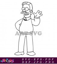 Black and White Cartoon Character with Glasses SVG