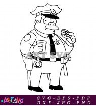 Chief Wiggum Police Officer Coloring Page SVG