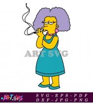 Marge Simpson Smoking a Cigarette in Teal Dress SVG 1