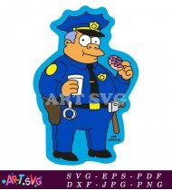 Wiggum Simpsons Cartoon Character in Blue Uniform SVG 1