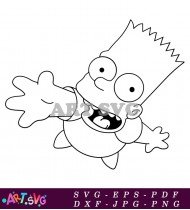 Cartoon Bart Simpson Black And White Sketch SVG