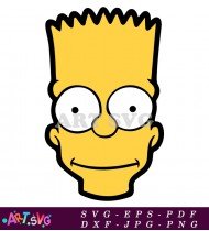 Bart Simpson Cartoon Yellow Face Clip Art SVG