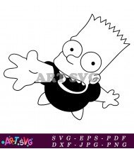 Bart Simpson Cartoon Black And White SVG