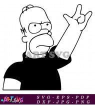 Black And White Bart Simpson Rock Sign SVG