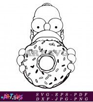 Simpsons Character Homer Eating Pink Glazed Donut SVG