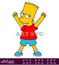 Simpsons Character Bart Simpson Red T-shirt SVG