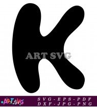 Black and White Bold Letter K Clipart SVG 2