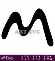 Black and White Simple Letter M Clipart SVG