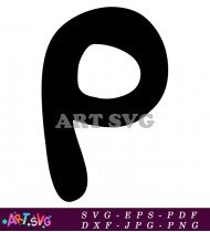 Black and White Simple Letter P Clipart SVG