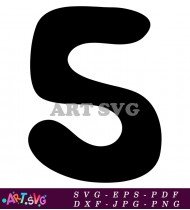 Simple Black And White Hand Drawn Number Five SVG