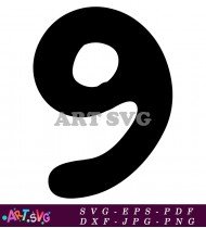 Black And White Hand Drawn Number Nine Image SVG