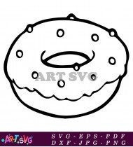 Donut With Sprinkles Black And White Drawing SVG