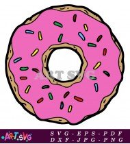 Pink Glazed Donut With Sprinkles Illustration SVG