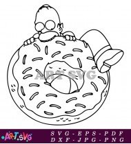 Black And White Outline Donut With Sprinkles SVG 1