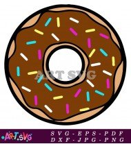 Chocolate Frosted Donut With Colorful Sprinkles SVG