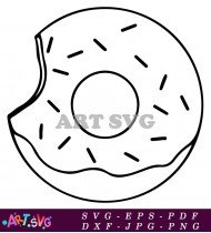 White Frosted Donut Illustration With Sprinkles SVG