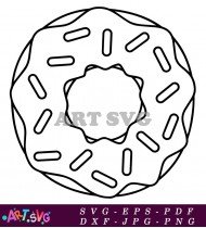 Black And White Outline Donut With Sprinkles SVG 2