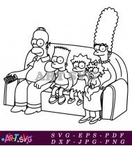 Family Sitting On Couch With Remote Control SVG