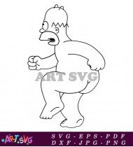 Homer Simpson Classic Cartoon Character Line Art SVG