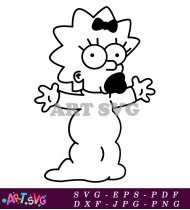 Maggie Simpson Classic Cartoon Character Line Art SVG