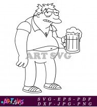 Moe Szyslak Cartoon Character Black And White SVG