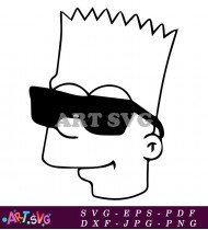 Bart Simpson Silhouette Sunglasses Smiling SVG 1