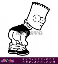 Bart Simpson Silhouette Funny Cartoon Character Art SVG 1