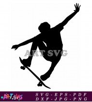 Skateboarding Silhouette Clipart Vector Design Free SVG