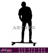 Skateboarding Silhouette Vector Illustration Action Pose SVG