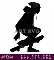 Silhouette of Skater Jumping Over Skateboard SVG