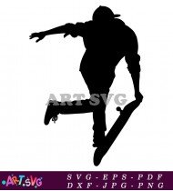 Silhouette of Skater Performing Nollie Kickflip SVG