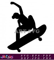 Silhouette of Skater Landing After 360 SVG