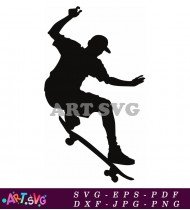 Skateboarder in mid air with a leg extended SVG 2