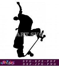 Skateboarder in mid air with a powerful ollie SVG