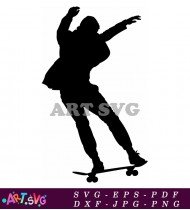 Silhouette Skateboarder With An Ollie Trick SVG 1