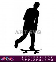 Silhouette of skateboarder doing a trick SVG