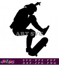 Silhouette Of A Skateboarder Doing A Trick SVG 2