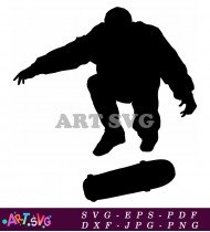 Skateboarder Silhouette In Mid-air Doing A Trick SVG 1