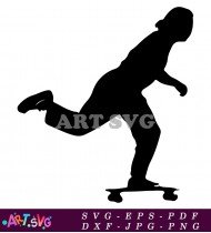 Silhouette Of Skateboarder In Action Doing A Trick SVG 2