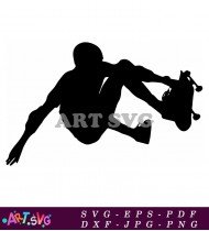 Cool Skateboarder Silhouettes In Mid Air Trick SVG