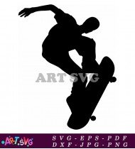 Silhouette Skateboarding Action Sports Clip Art SVG