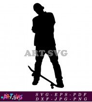 Silhouette Of A Skateboarder In Action SVG 3