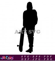 Silhouette of a Skateboarder Doing a Manual SVG