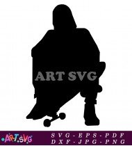 Silhouette of a Skateboarder Doing a Pop Shove-It SVG