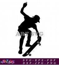 Silhouette of a Skateboarder Doing a Backside 180 SVG