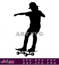 Skateboarder In Silhouette Vector Graphics Design Download SVG