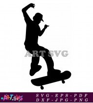 Cool Skateboarder Silhouette In Vector Illustration Format SVG